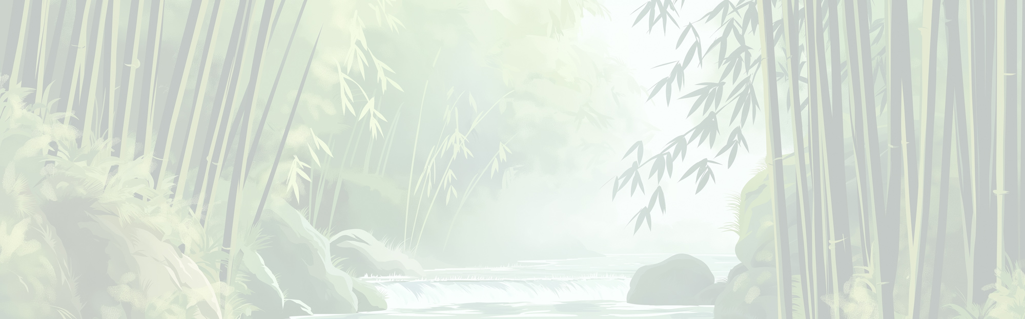 Image of serene bamboo forest scene with tall bamboo stalks and lush greenery surrounding a gentle waterfall. ideal nature background for tranquility, relaxation, and peaceful environments. perfect depiction of a calming asian-inspired landscape.