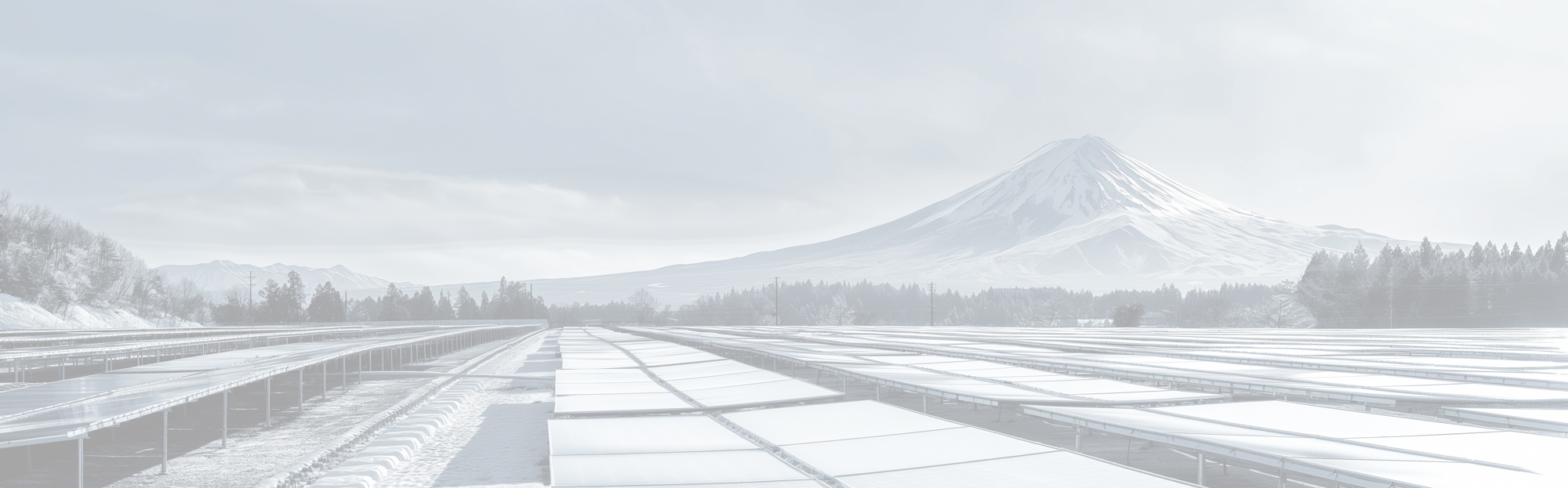Image of snow-covered solar panels with majestic mount fuji in the background. this breathtaking winter scene captures japan's iconic volcano, highlighting renewable energy against a serene snowy landscape. perfect for nature and sustainability-focused content.
