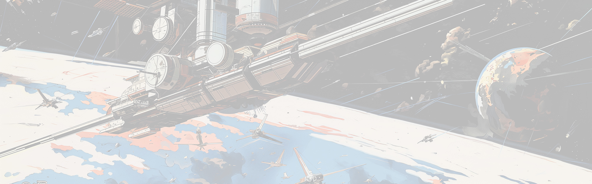 Image of futuristic space station orbiting earth with advanced structures and spacecrafts. the scene features a vibrant view of earth and a dynamic outer space landscape, showcasing science fiction elements and space exploration themes. ideal for science fiction enthusiasts and space-themed content.