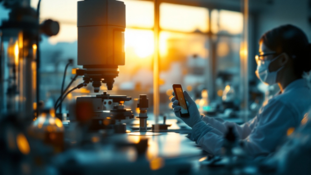 Hands working with precision research instruments in a sunlit Japanese laboratory